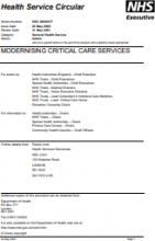 HSC (2000) 017 : Modernising critical care services
